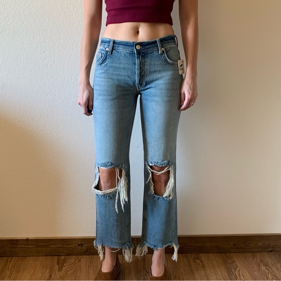 NWT Free People Maggie Mid Rise Straight Ankle Jeans Jeans Size 24 - Picture 1 of 12